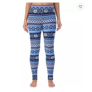 NWT Cuddl Duds® Fleecewear Stretch Leggings, Blue Print, Small